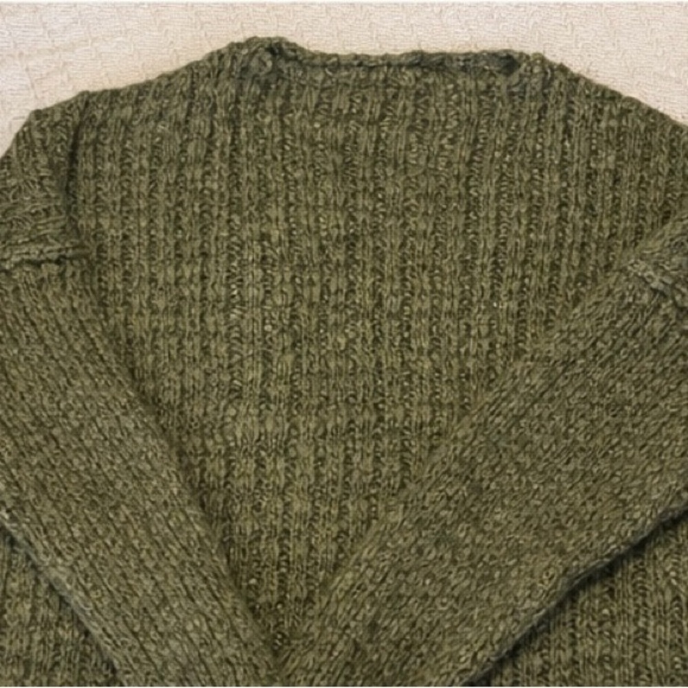 Free People Moss Green Chunky Knit Cardigan Size M NWT - Picture 4 of 14